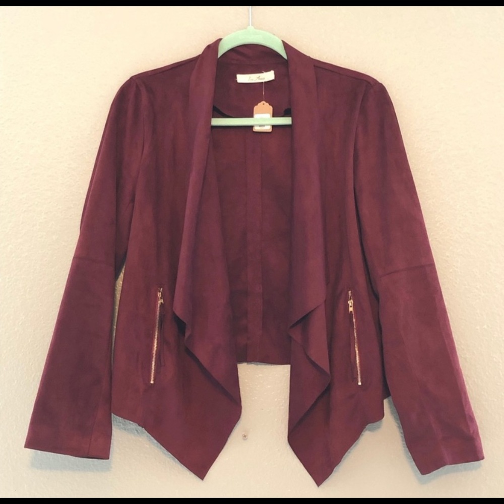 Burgundy faux suede jacket